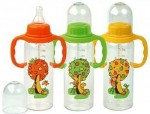 Бутылочка для кормления, Мир детства 250 мл арт. 11015 с ручками и силиконовой соской